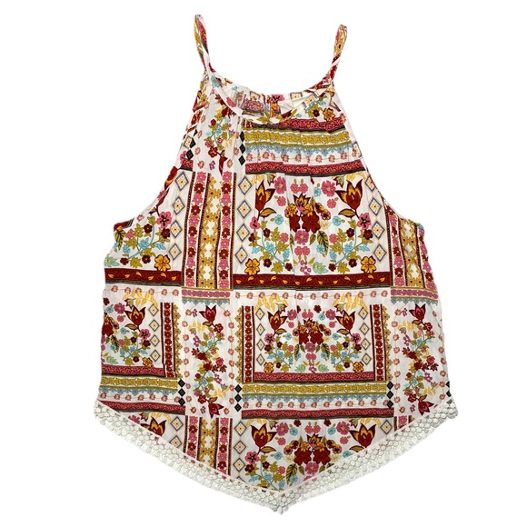 H&M Tops - H&M Coachella White Floral Embroidered Tank Blouse